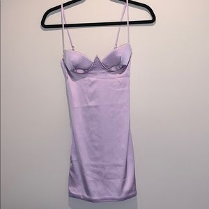 Lilac satin mini with under boob cut outs
